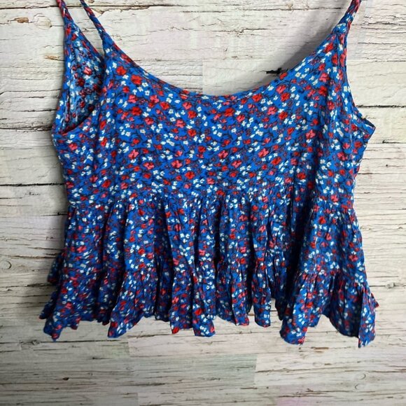 Patrons of peace blue floral crop top tank boho size xs - Picture 4 of 7